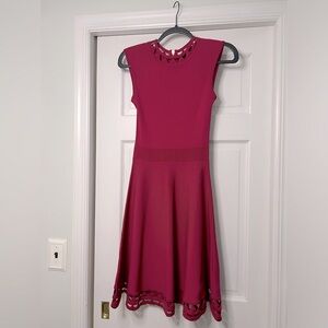 TED BAKER  •CATHERINE CUT WORK KNIT DRESS • MAGENTA